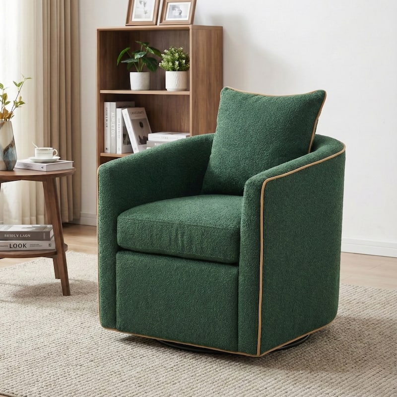 Swivel Accent Chair Upholstered Club Chair Barrel Sofa Chair for Living Room, Reading Corner, and Small Spaces - Green