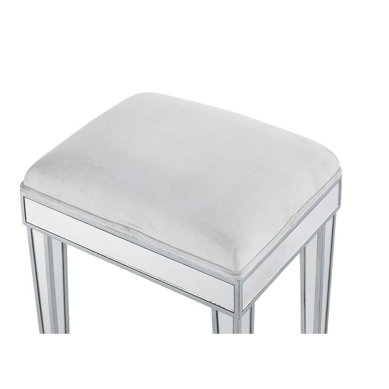 Dressing stool 18"Wx 14"D x 18"H in antique silver paint