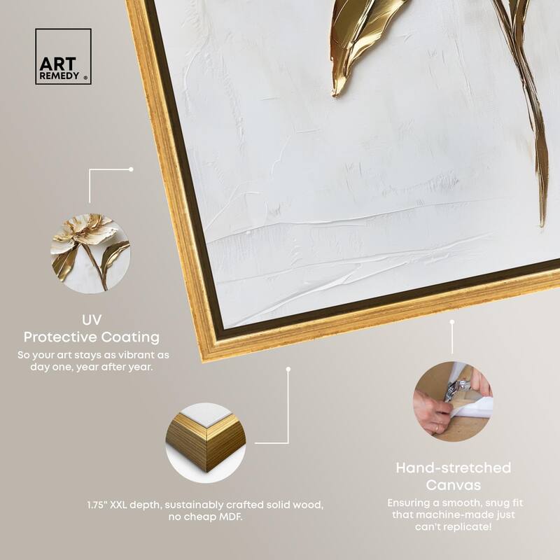 Simple Golden Peonie Canvas by Art Remedy