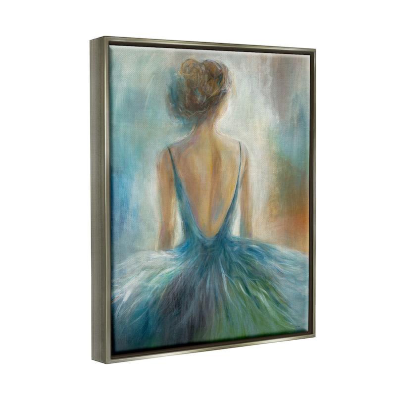 Stupell Ballet Girl Blue Orange Figure Painting Floater Frame