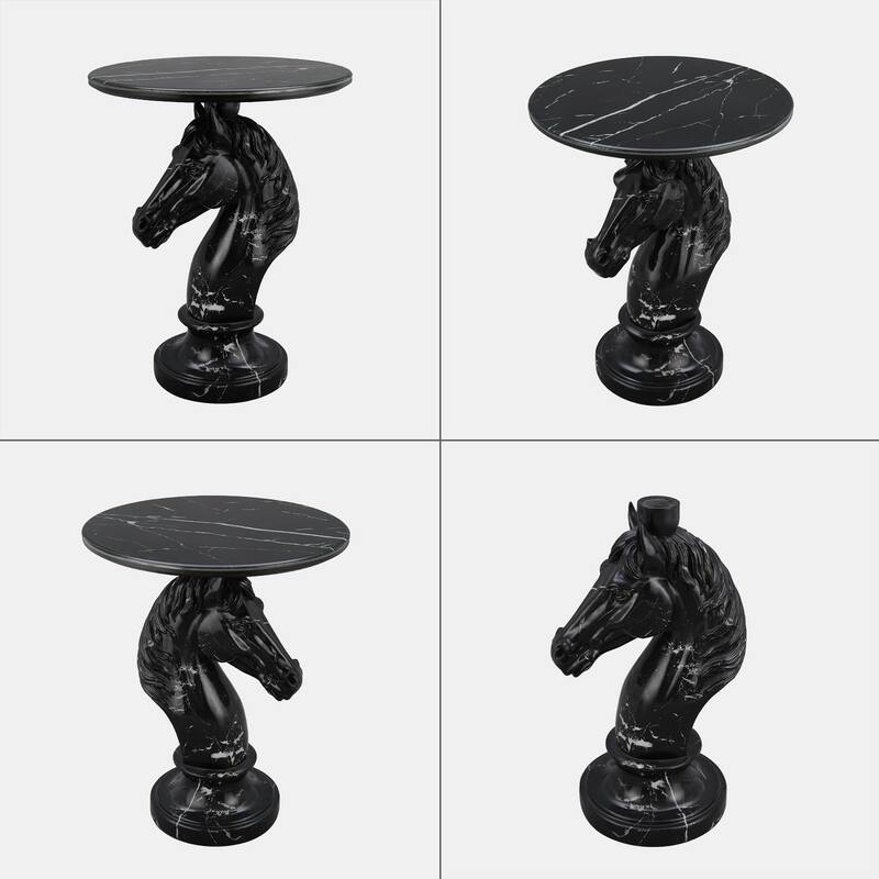 Horse Head Accent Table Black Animal Statue End Tables - 8' x 10'