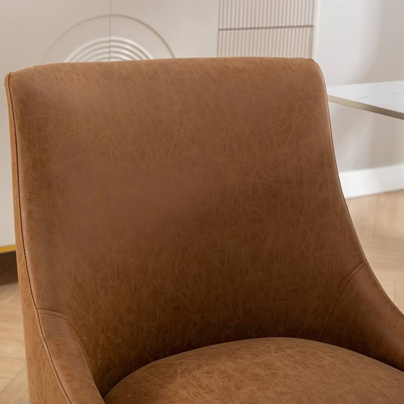 SEYNAR Modern Glam PU Leather Dining Chair or Vanity Chair Set of 6 with Rear Handle