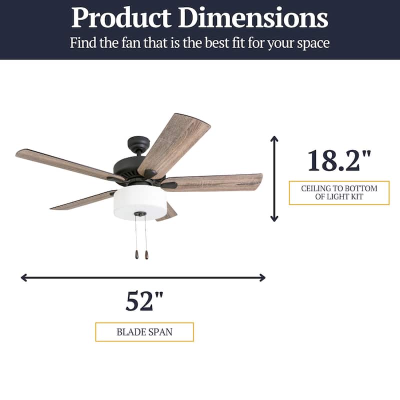 The Gray Barn Hatekin Farmhouse 52-inch Aged Bronze LED Ceiling Fan in Linen Drum Light in 3-speed Remote
