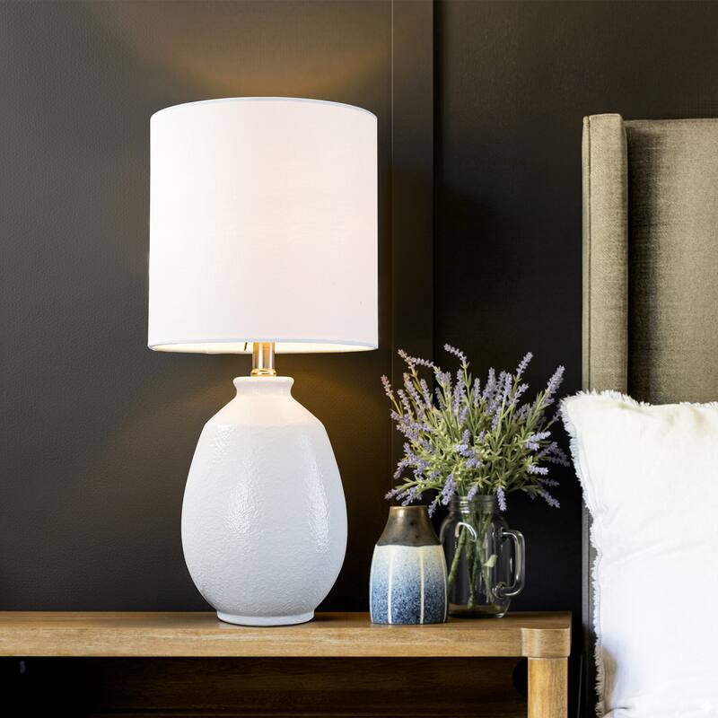 C Cattleya 19in Ceramic Table Lamp with Fabric Linen Shade