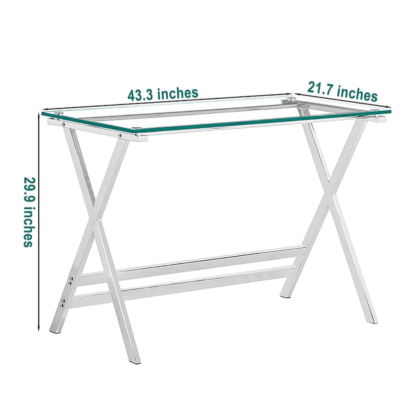 Glass Computer Desk, Transparent Tempered Glass Laptop Table with Rounded Edges Desks, Sofa Table