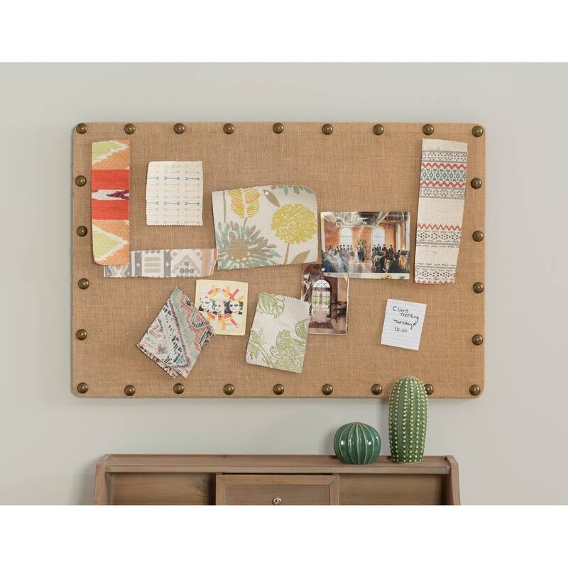 Burlap Corkboard with Nail-head Accents - Brown