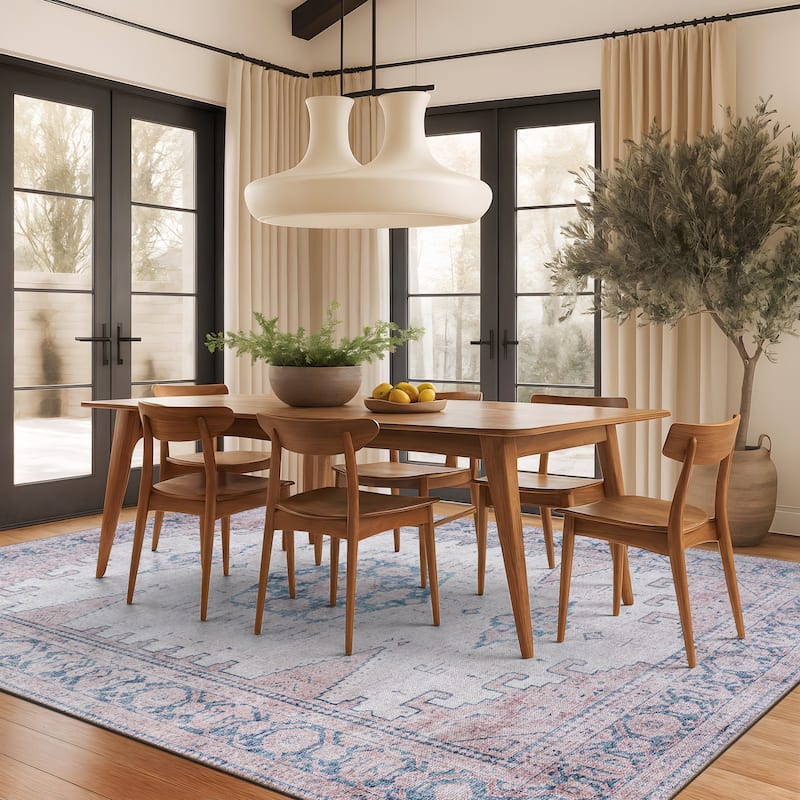 World Rug Gallery Vintage Bohemian Machine Washable Non Slip Area Rug