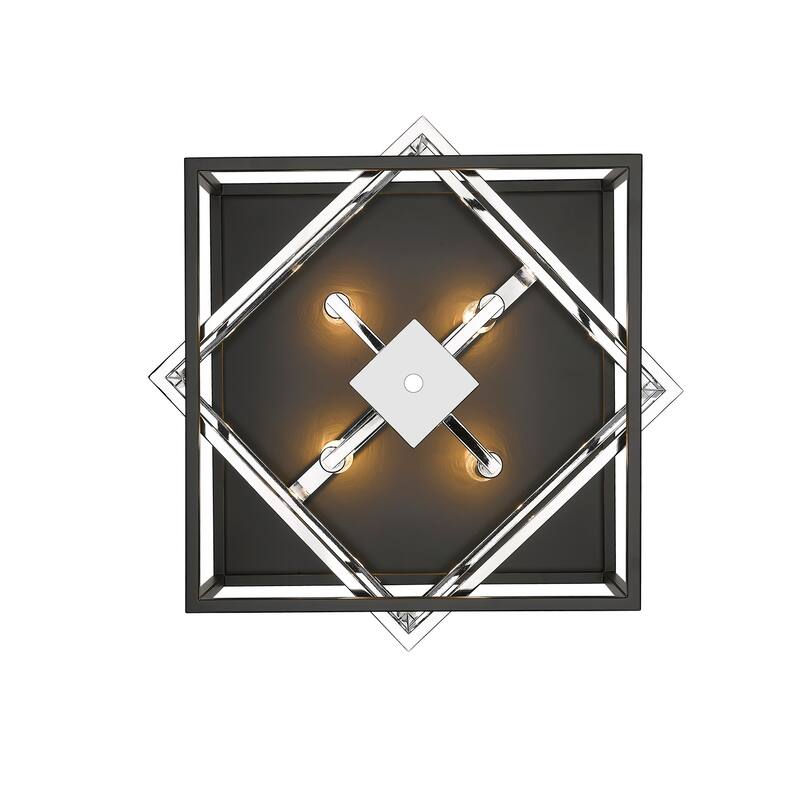 Flush Mount Ceiling Light - Crystal Embellished Metal Fixture - 16 Inch Diameter - 7