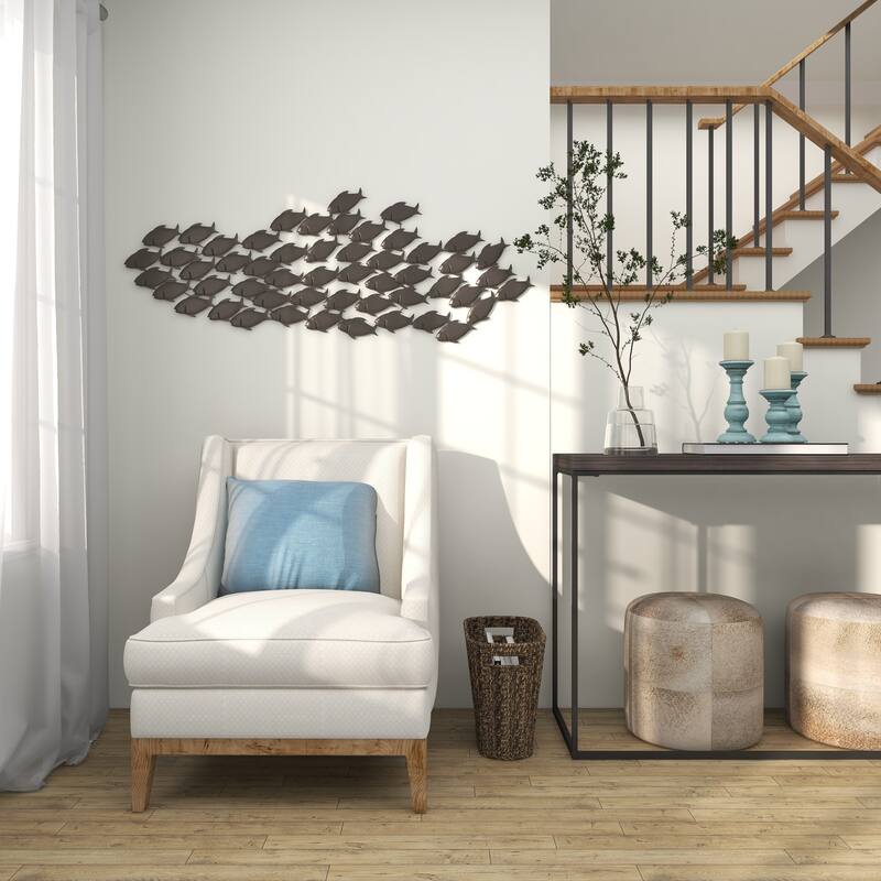 Dark Brown Metal Fish Home Wall Decor