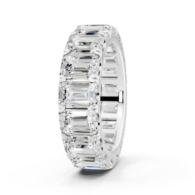 Auriya 14k Gold 7 1/2ctw Emerald Lab Grown Diamond Eternity Ring (E-F VS)