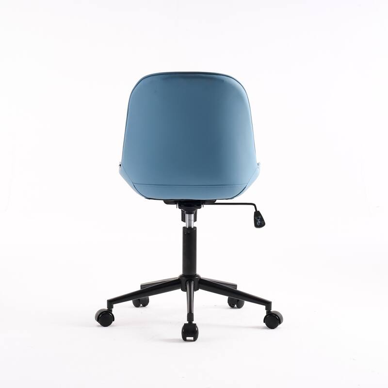 Armless Swivel Office Chair, Faux Leather Task Chairs with Wheels
