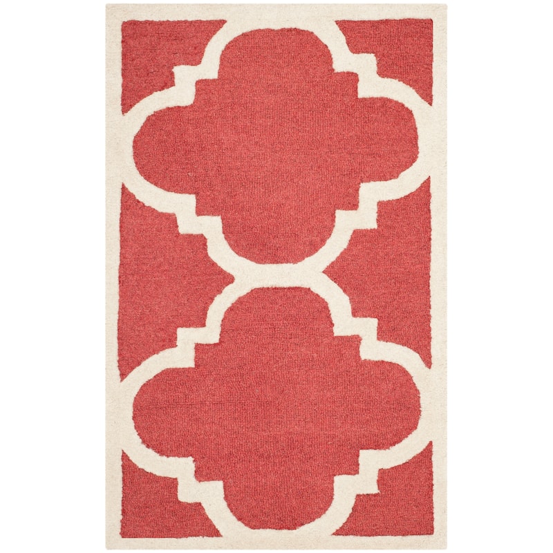 SAFAVIEH Handmade Cambridge Gullveig Modern Moroccan Wool Rug - 2' x 3' - Rust/Ivory