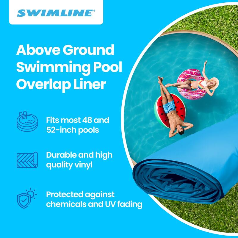 Swimline LI214820 21' Solid Blue Round Above Ground Swimming Pool Overlap Liner - 47.4