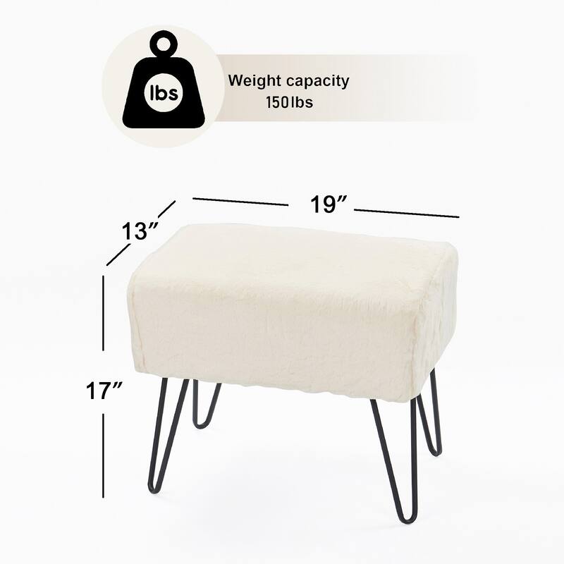 Serenta Solid Color Fauxfur Ottoman