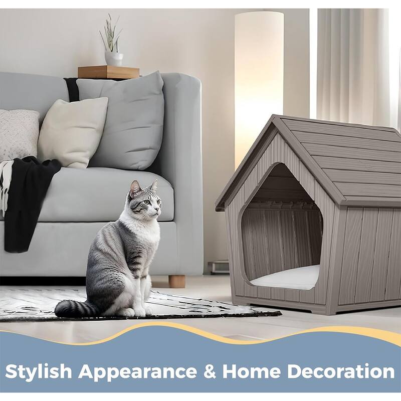 Cozy Log Cabin Cat House Light Coffee