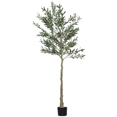 Artificial Olive Tree Plant 47 Inch Silk Leaves with Cement Pot for Indoor Decoration - 47.2"