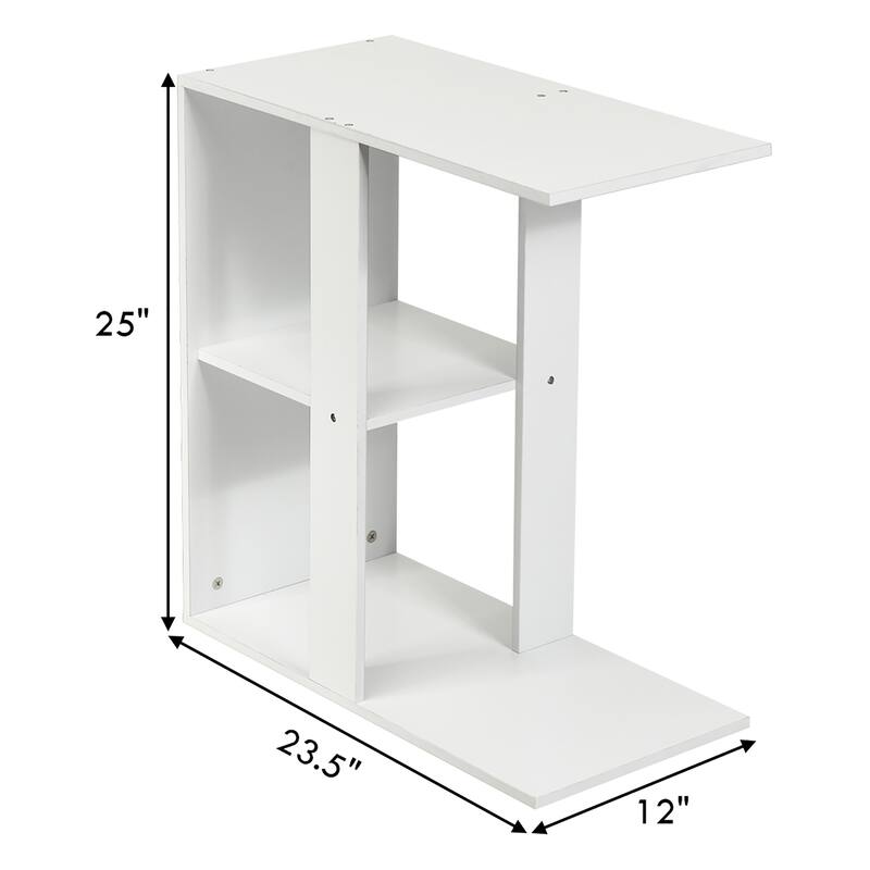 Costway 3-tier Side Table W/Storage Shelf Space-saving Nightstand