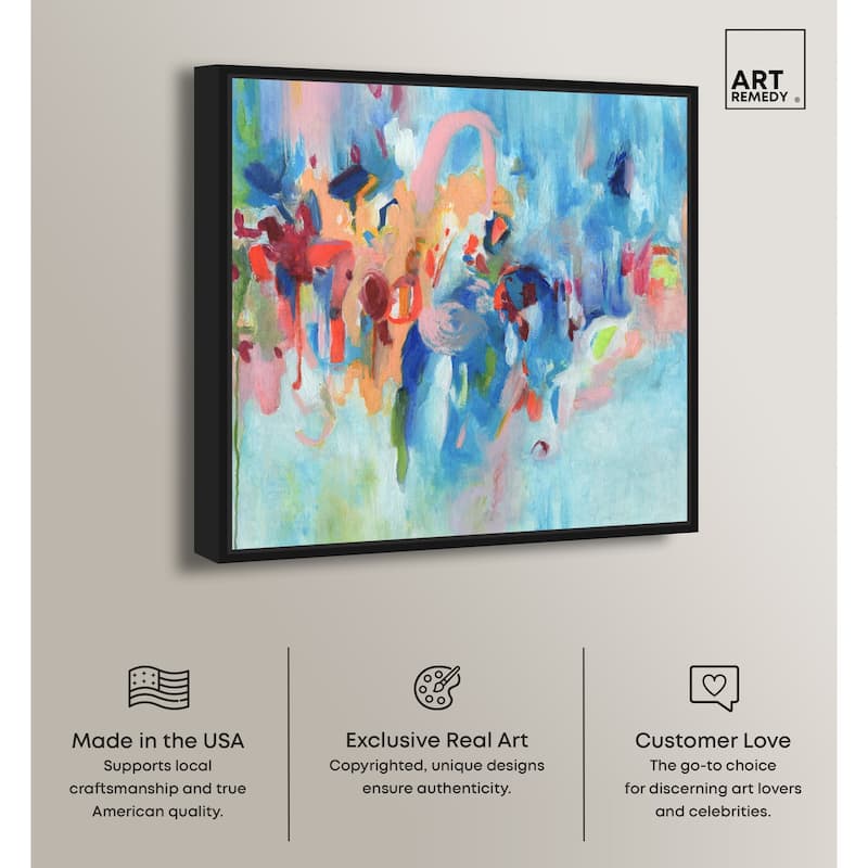 Art Remedy New Sky Framed Blue Abstract 1 Piece Canvas Wall Art