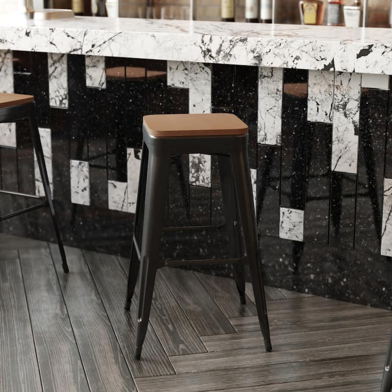 All-Weather Polyresin Seat for Colorful Metal Stools and Chairs-4 Pack