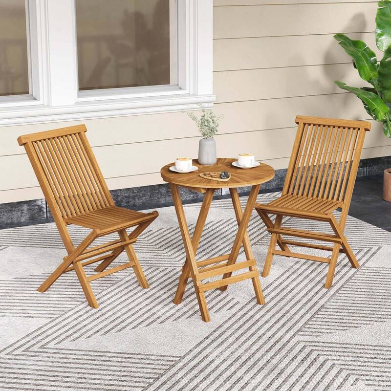Costway Patio Chairs Set of 2/4 with Slatted Seat & Backrest No - 2 PCS