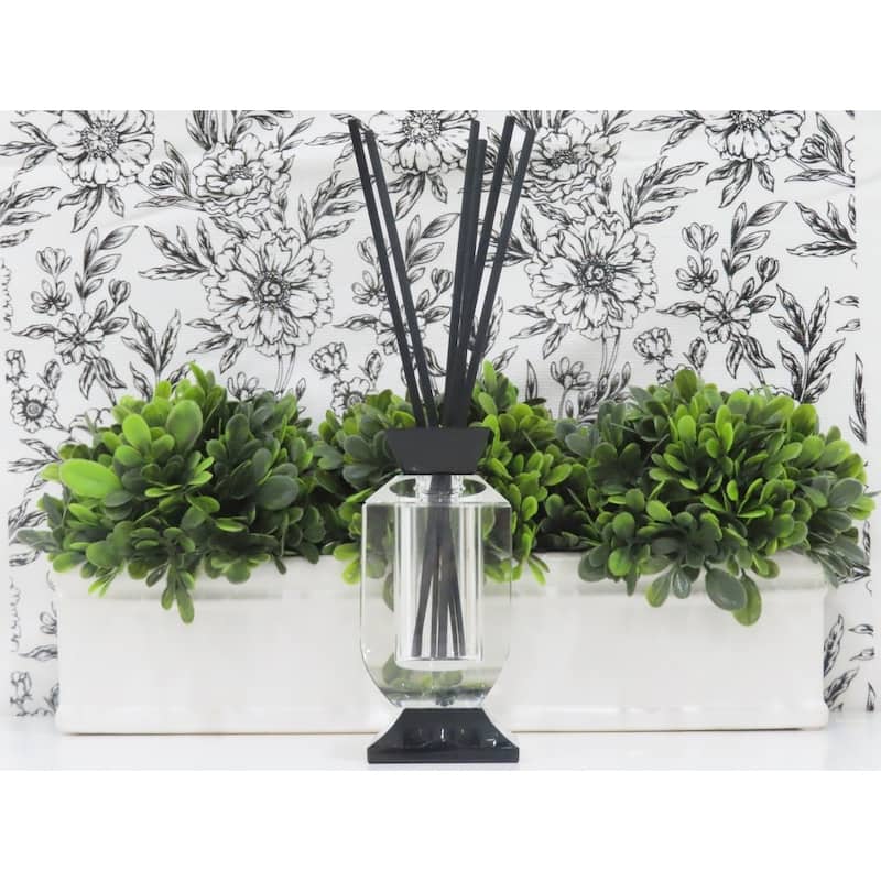 Lilly of the Valley Scented Crystal Reed Diffuser with Black Accents - 2.5"L x 2.5"W x 5"H