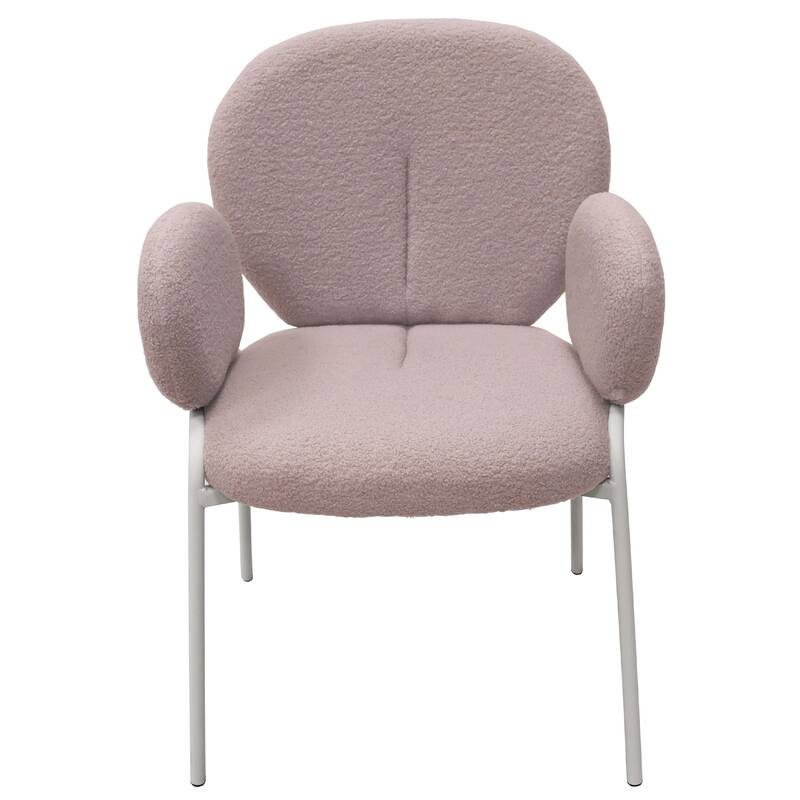 Celestial Modern Boucle Dining Side Chair with White Powder Coated Iron Frame Kitchen Chair Set of 2