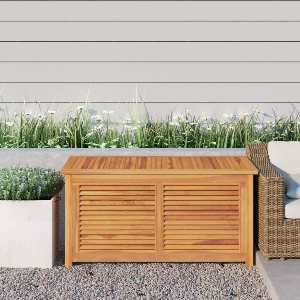 vidaXL Patio Storage Box Outdoor Cushion Storage with Bag Solid Wood Teak