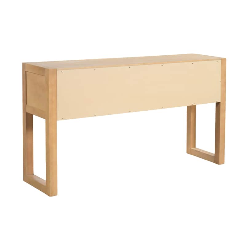 Christopher Knight Home - Modern Geometric Carved Console Table with Soft-Close Drawers & Fluted Legs for Living Room, Hallway