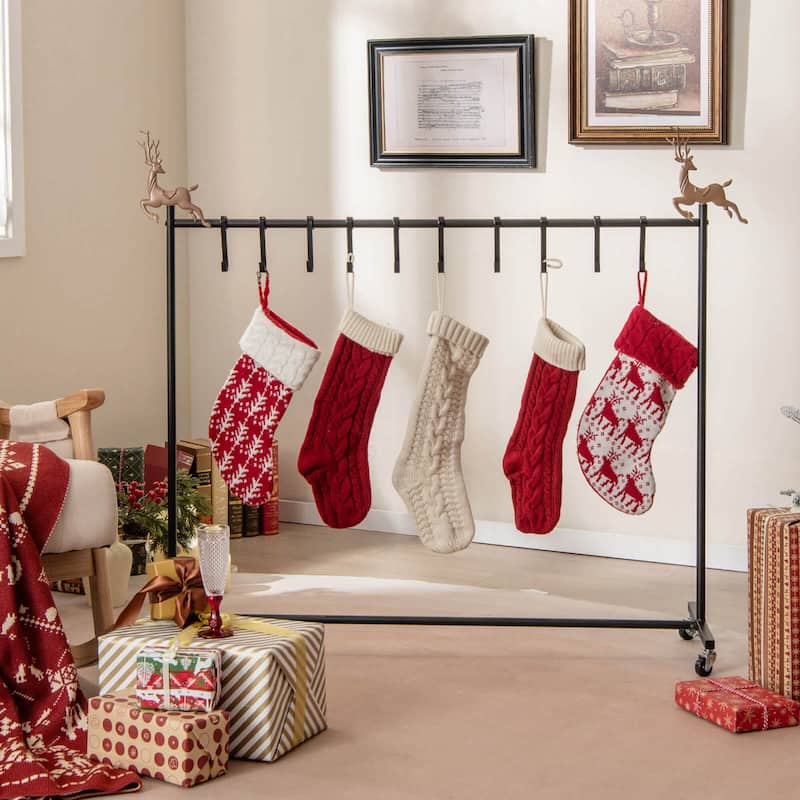 Costway 10-Hook Christmas Stocking Holder Stand on Wheels with 6 - See Details