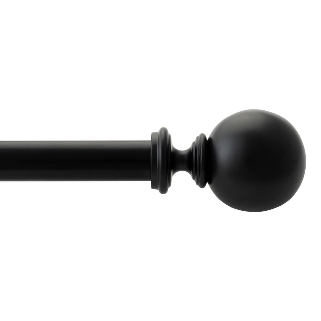 Deco Window 1 Inch 72"-144" Black Curtain Rod with Ball Finials for Windows Adjustable Length Heavy Duty Drapery Pole