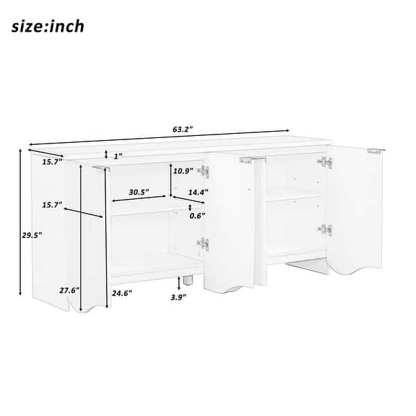 Hidden Shoe Cabinet Multi-Function Shoe Cabinet Vintage Shoe Cabinet with Adjustable Shelving and 4 Doors for Living Room