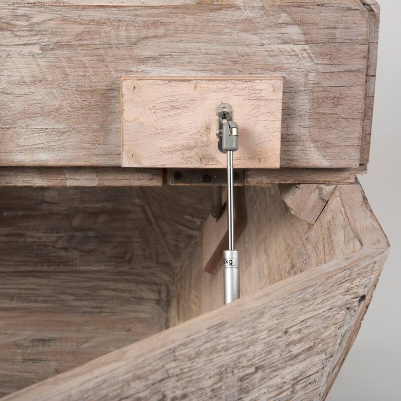 Esagono White-Washed Reclaimed Wood Octagonal Coffee Table With Storage - 47.8"L x 49"W x 15"H