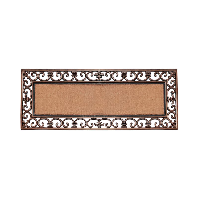 A1HC Rubber and Coir Paisley Border Myla Double Door Doormat Bronze - 17.71"X47.25"