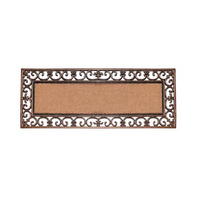 A1HC Rubber and Coir Paisley Border Myla Double Door Doormat Bronze - 17.71"X47.25"