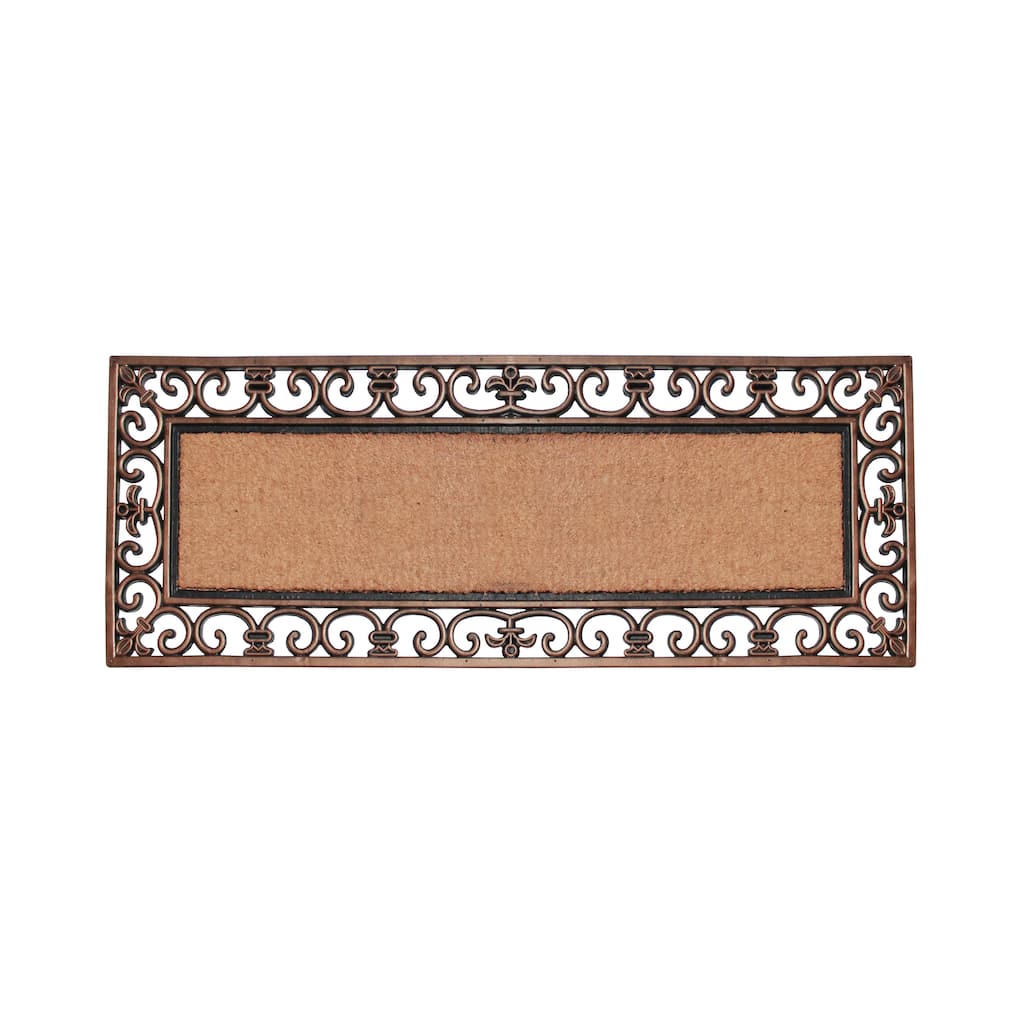 A1HC Rubber and Coir Paisley Border Myla Double Door Doormat Bronze - 17.71"X47.25"