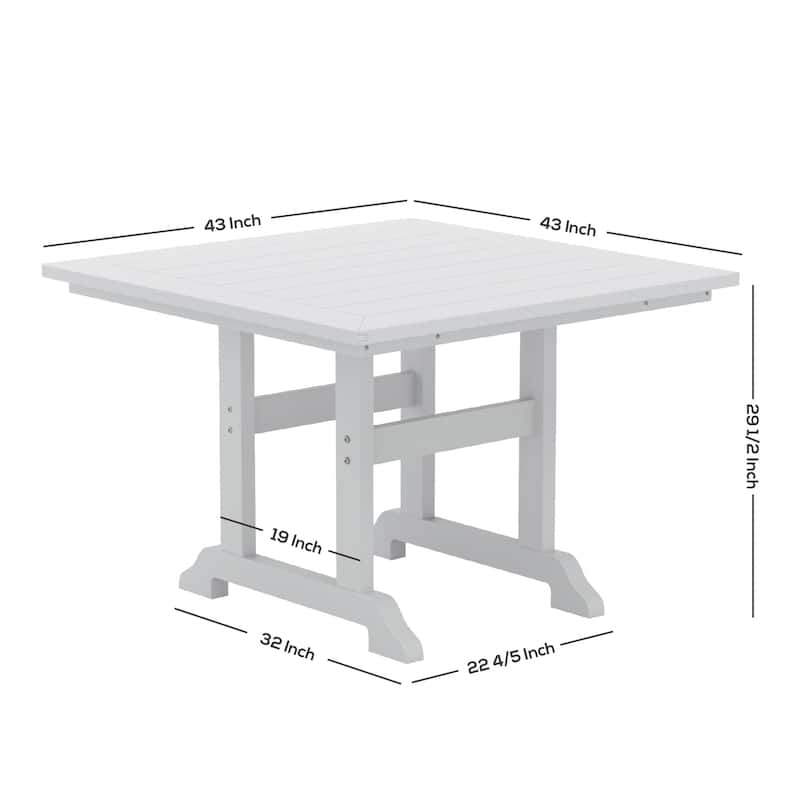 Laguna Hdpe All Weather Outdoor Patio 43" Square Dining Table