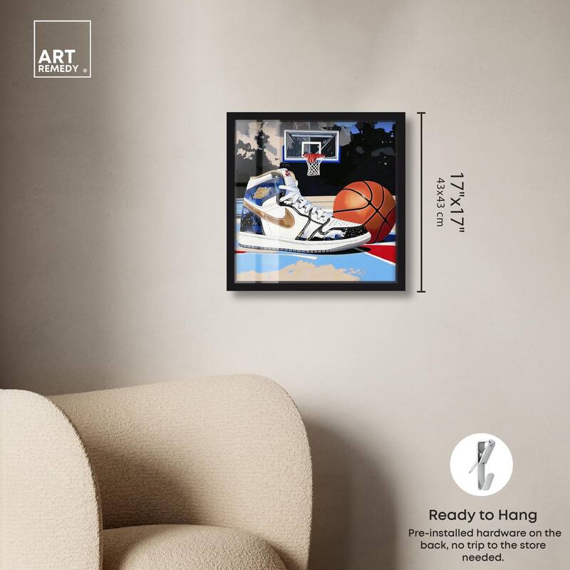 Basketball Court Blues Shadowbox by Art Remedy