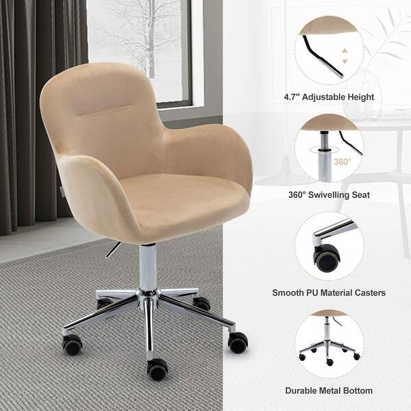 Velvet Desk Chair Adjustable Height Swivel Shell Chair Home Chair With Metal Base And Arms Overstock 32681398