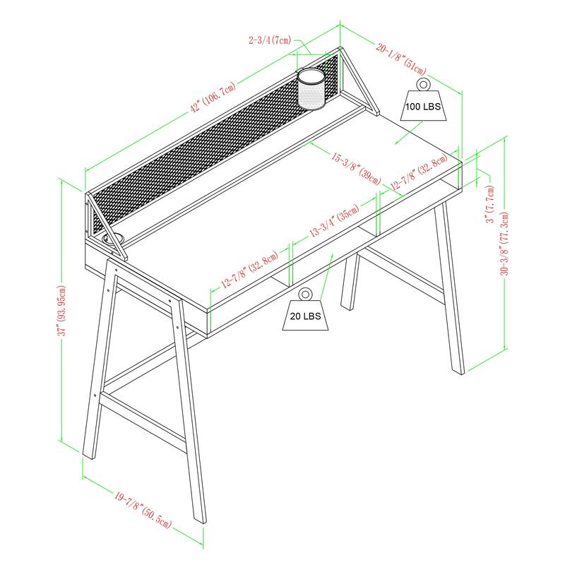 Middlebrook 42-inch Mesh Back Writing Desk