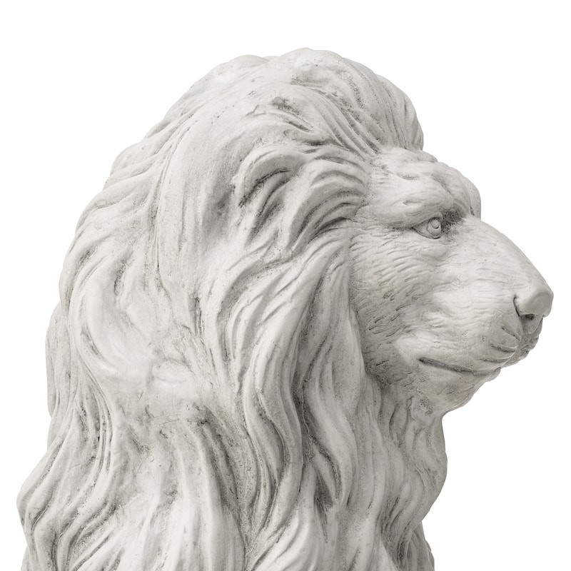Glitzhome 28"H Oversized MGO Guardian Sitting Lion Garden Statue Porch Sculpture Indoor Outdoor