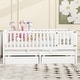 preview thumbnail 41 of 118, Wood Cribs Convertible Toddler Bed with Fence Guardrails and 2 Drawers Split into Independent Floor Bed and Daybed Slat Support White - Full