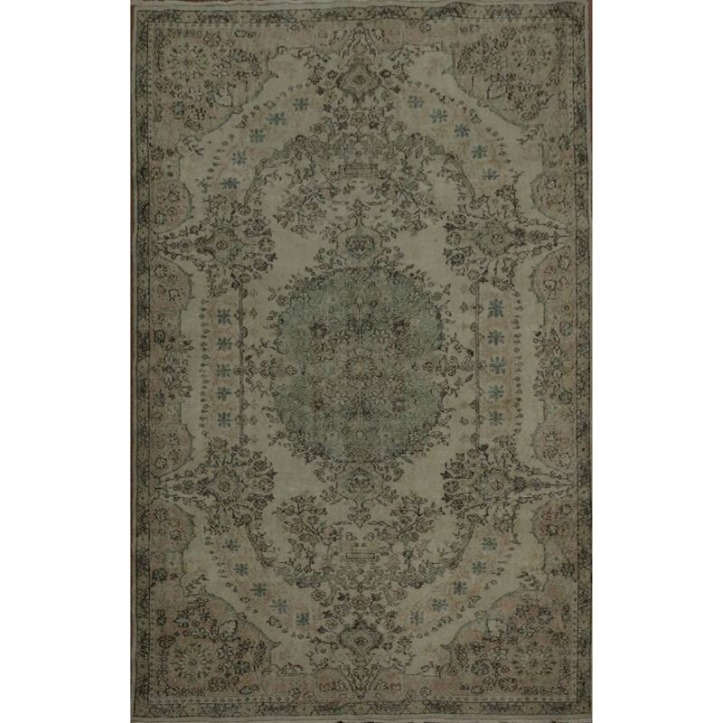 Hand Knotted Oriental 100% Wool Carpet Transitional Floral Beige & Ivories Anatolian Area Rug - 9' 11'' X 6' 4''