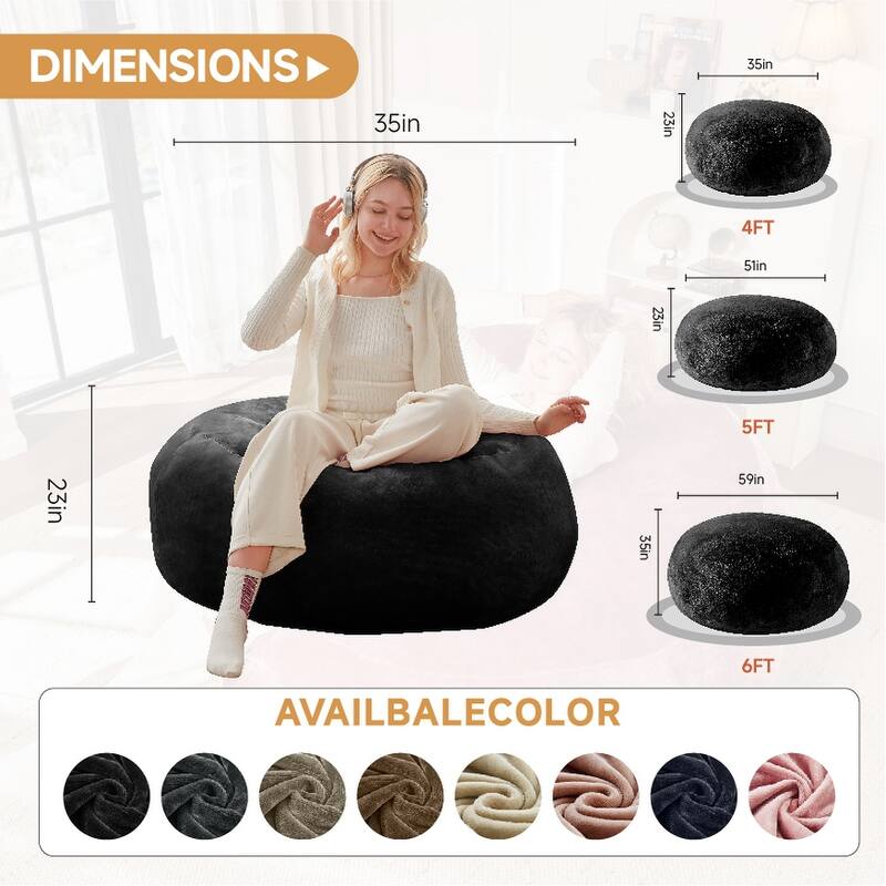 4FT bean bag chair memory foam filling adult and teen bean bag chair