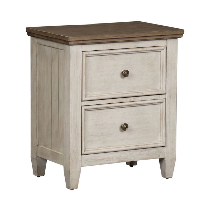 Heartland Antique White 2-Drawer Night Stand Charging Station
