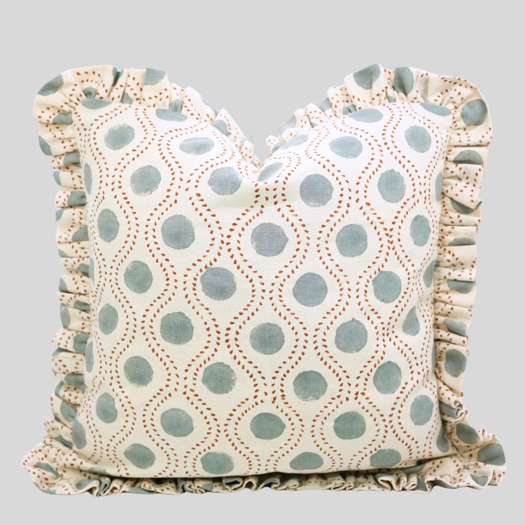 Fabdivine Cotton Frill Both Side Floral Pillow Cove Bed or Living Room Decoration