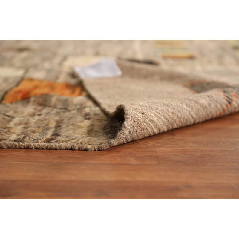 Geometric Beige Moroccan Oriental Area Rug Handmade Wool Carpet - 7'1" x 9'5"