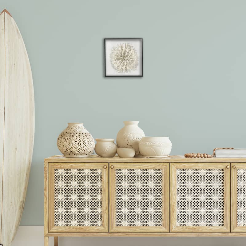 Stupell Natural Round Coral Framed Giclee Art Design By Caroline Kelly