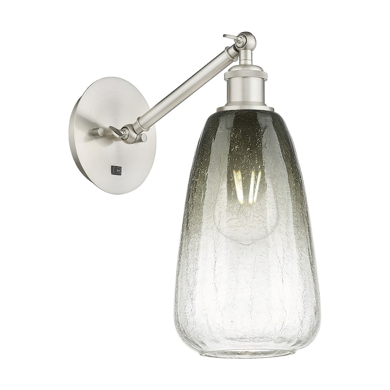 Innovations Lighting 317-1W-13-6 Brookhaven Almond Sconce Brookhaven - Brushed Satin Nickel / Slate