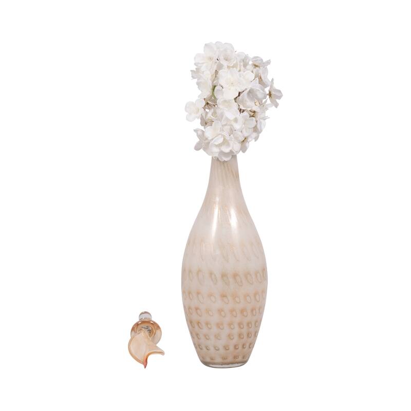Sagebrook Home Meira Leaf Topper Glass Vase - Exquisite Design for Modern Homes - Durable & Elegant Decor