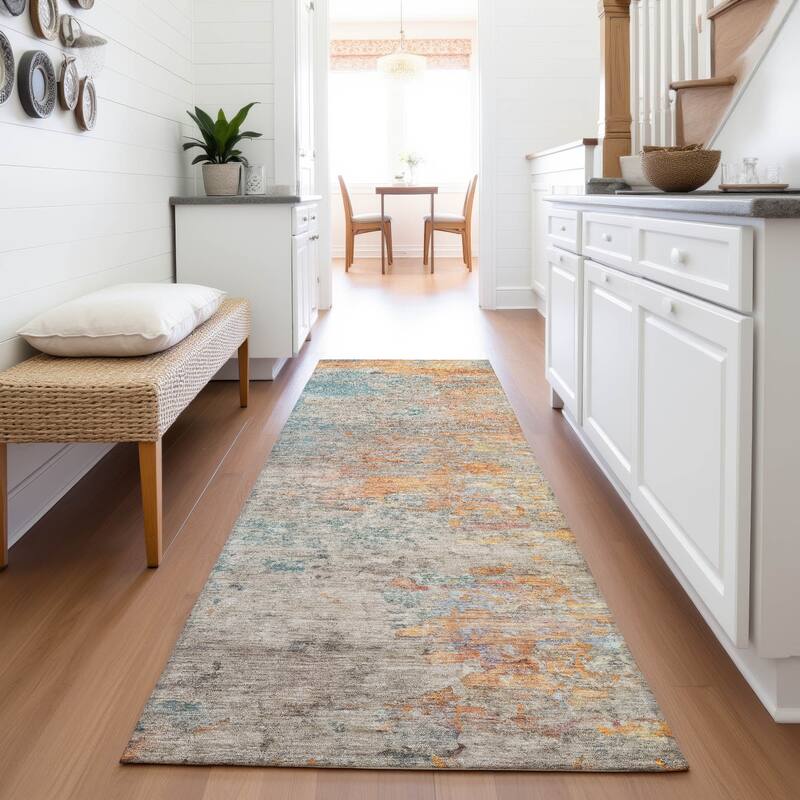 Premium Washable Super Soft Abstract Mayfield Rug - Teal - 2'3" x 7'6"